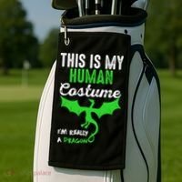 This Is My Human Costume Im Really A Dragon Halloween Golf Towel thumb 2