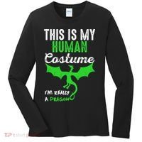 This Is My Human Costume Im Really A Dragon Halloween Women's Long Sleeve Shirt thumb 0