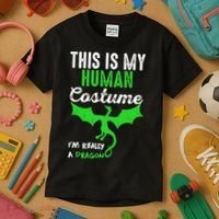 This Is My Human Costume Im Really A Dragon Halloween Kids T-Shirt thumb 3