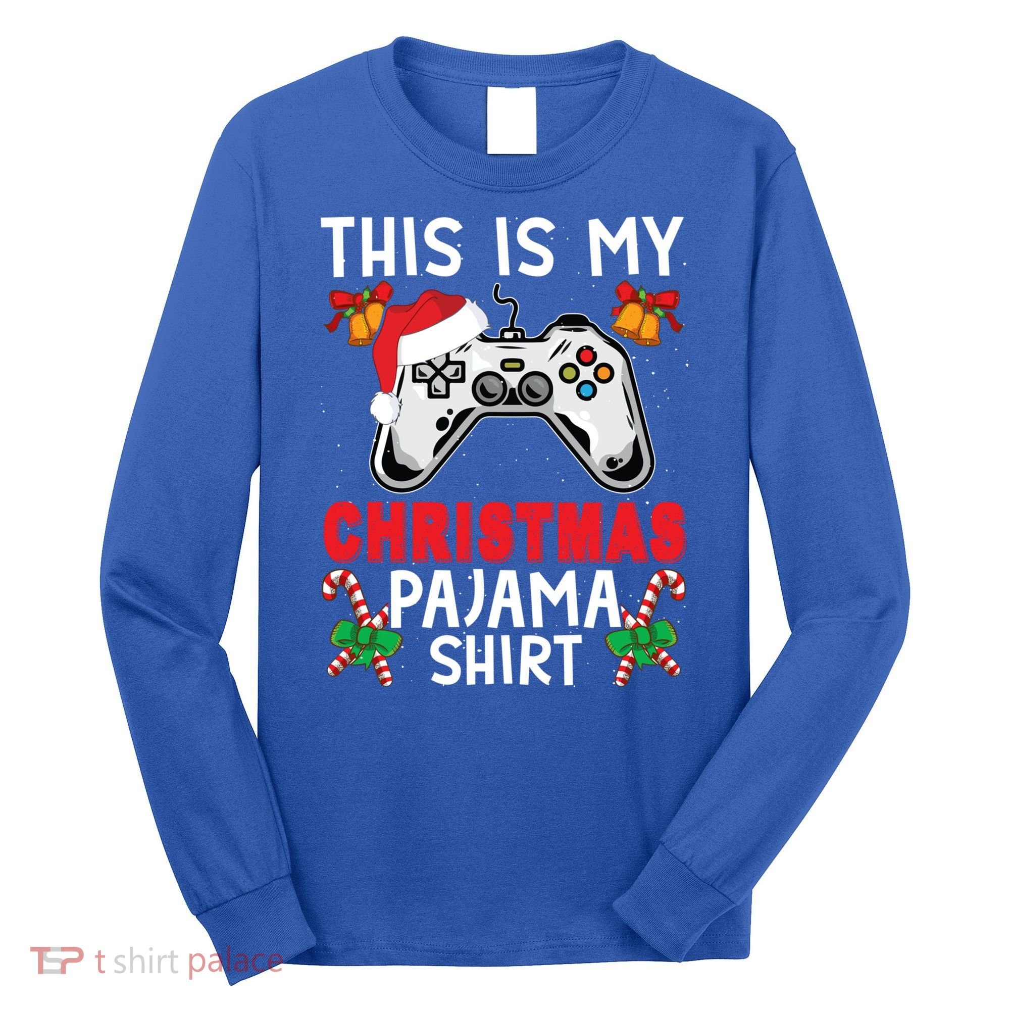 This Is My Christmas Pajama Santa Hat Gamer Video Game Great Gift Long Sleeve Shirt