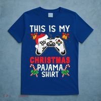 This Is My Christmas Pajama Santa Hat Gamer Video Game Great Gift T-Shirt thumb 5
