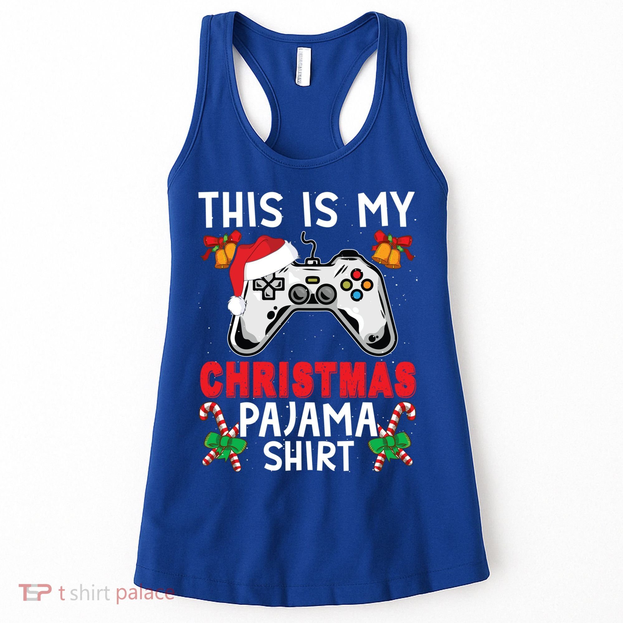 This Is My Christmas Pajama Santa Hat Gamer Video Game Great Gift Women's Tank Top