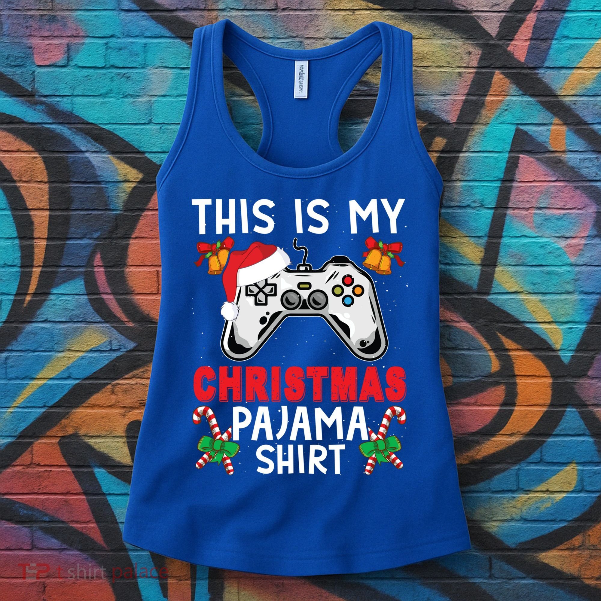 This Is My Christmas Pajama Santa Hat Gamer Video Game Great Gift Women's Tank Top