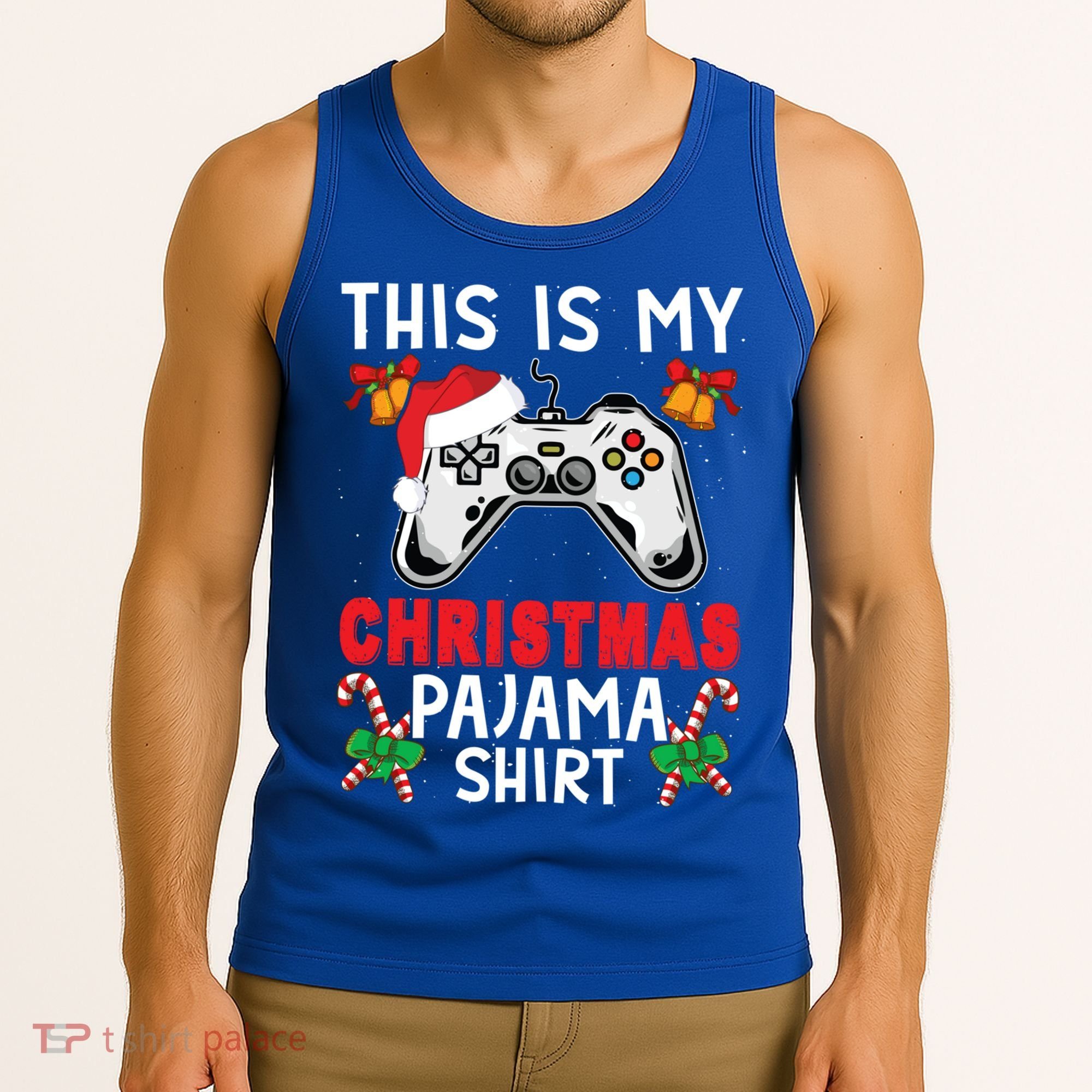 This Is My Christmas Pajama Santa Hat Gamer Video Game Great Gift Tank Top