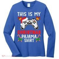 This Is My Christmas Pajama Santa Hat Gamer Video Game Great Gift Women's Long Sleeve Shirt thumb 0