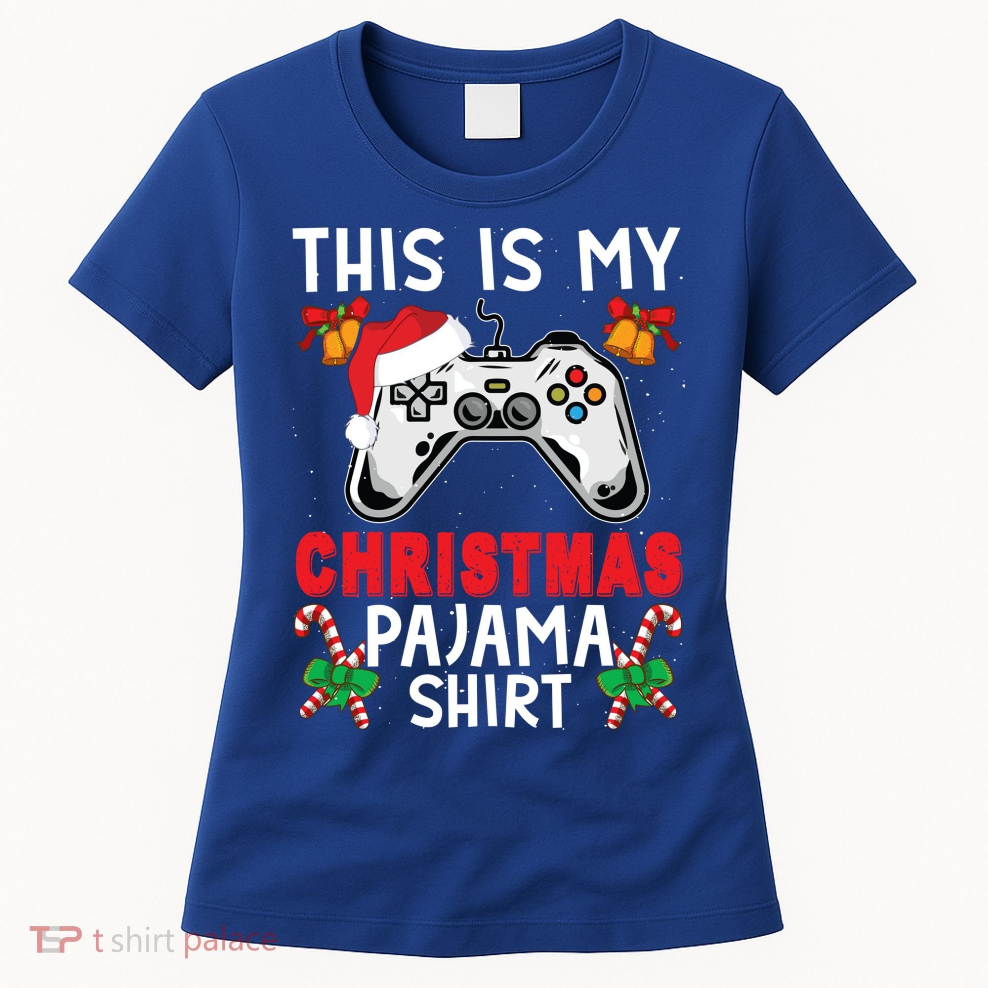 This Is My Christmas Pajama Santa Hat Gamer Video Game Great Gift Women's T-Shirt