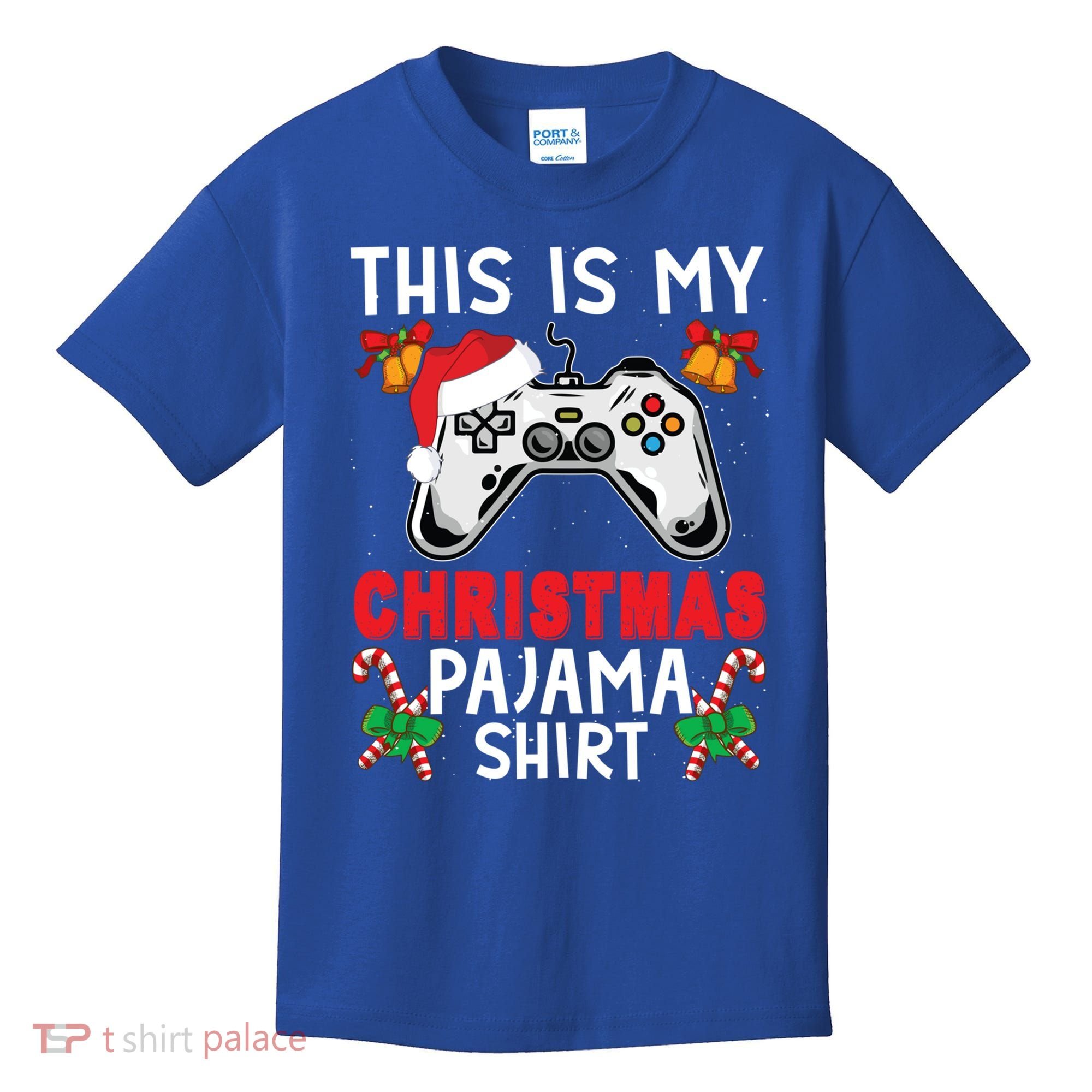 This Is My Christmas Pajama Santa Hat Gamer Video Game Great Gift Kids T-Shirt