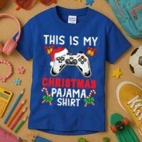 This Is My Christmas Pajama Santa Hat Gamer Video Game Great Gift Kids T-Shirt thumb 3