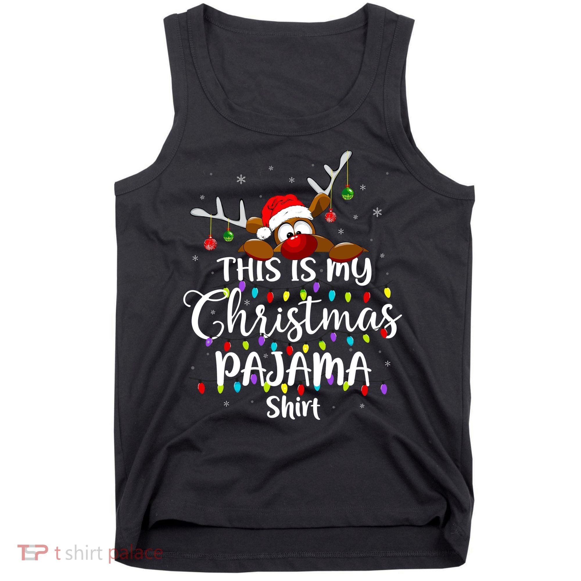 This Is My Christmas Pajama Xmas Lights Funny Holiday Tank Top