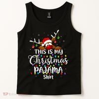 This Is My Christmas Pajama Xmas Lights Funny Holiday Tank Top thumb 2