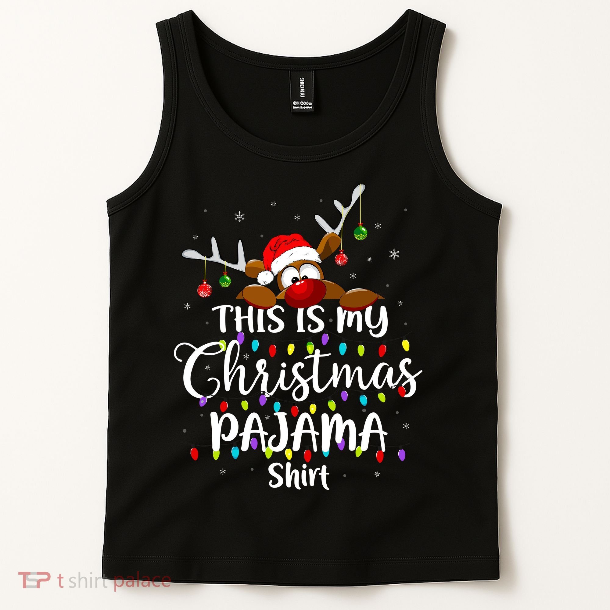 This Is My Christmas Pajama Xmas Lights Funny Holiday Tank Top
