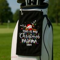 This Is My Christmas Pajama Xmas Lights Funny Holiday Golf Towel thumb 2
