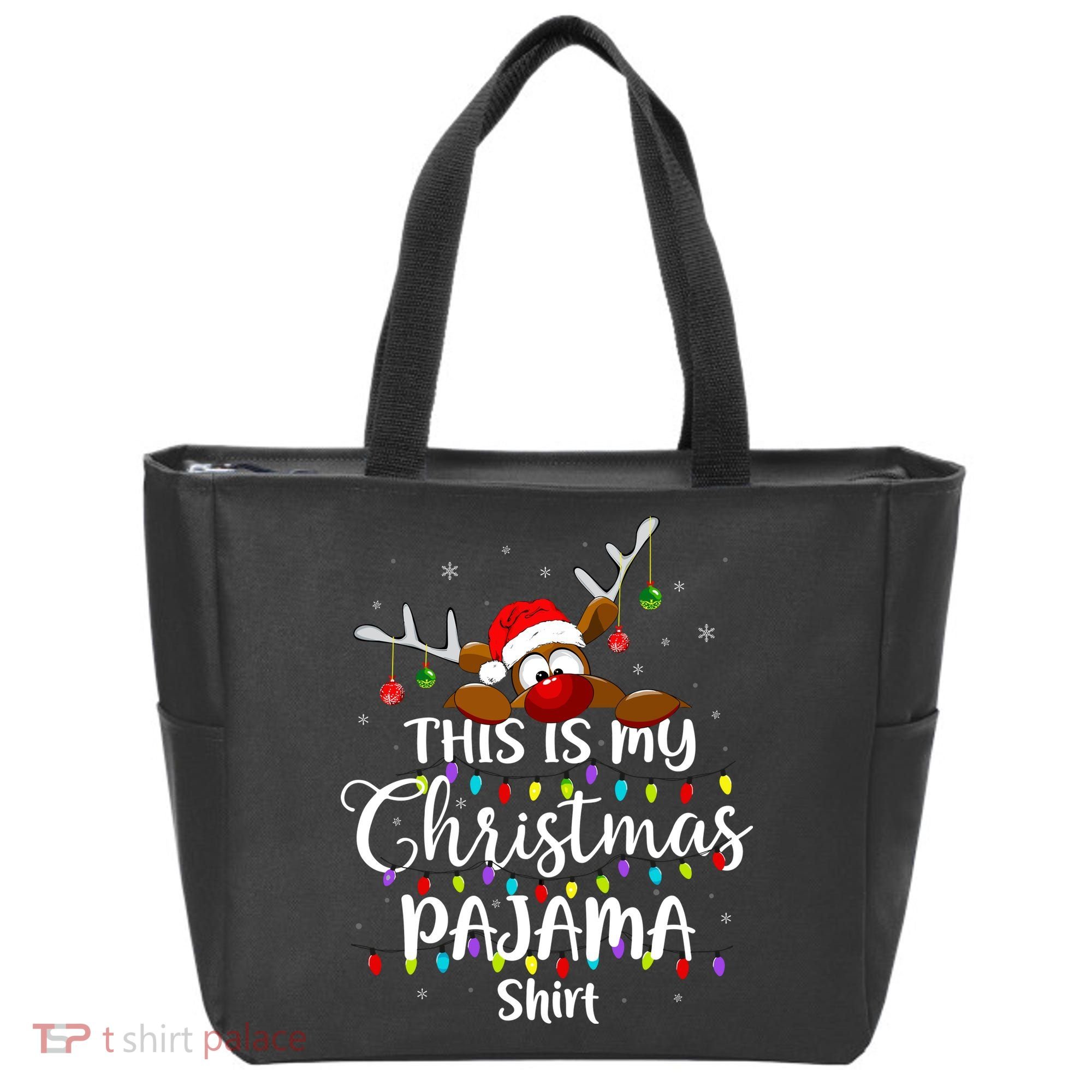 This Is My Christmas Pajama Xmas Lights Funny Holiday Tote Bag