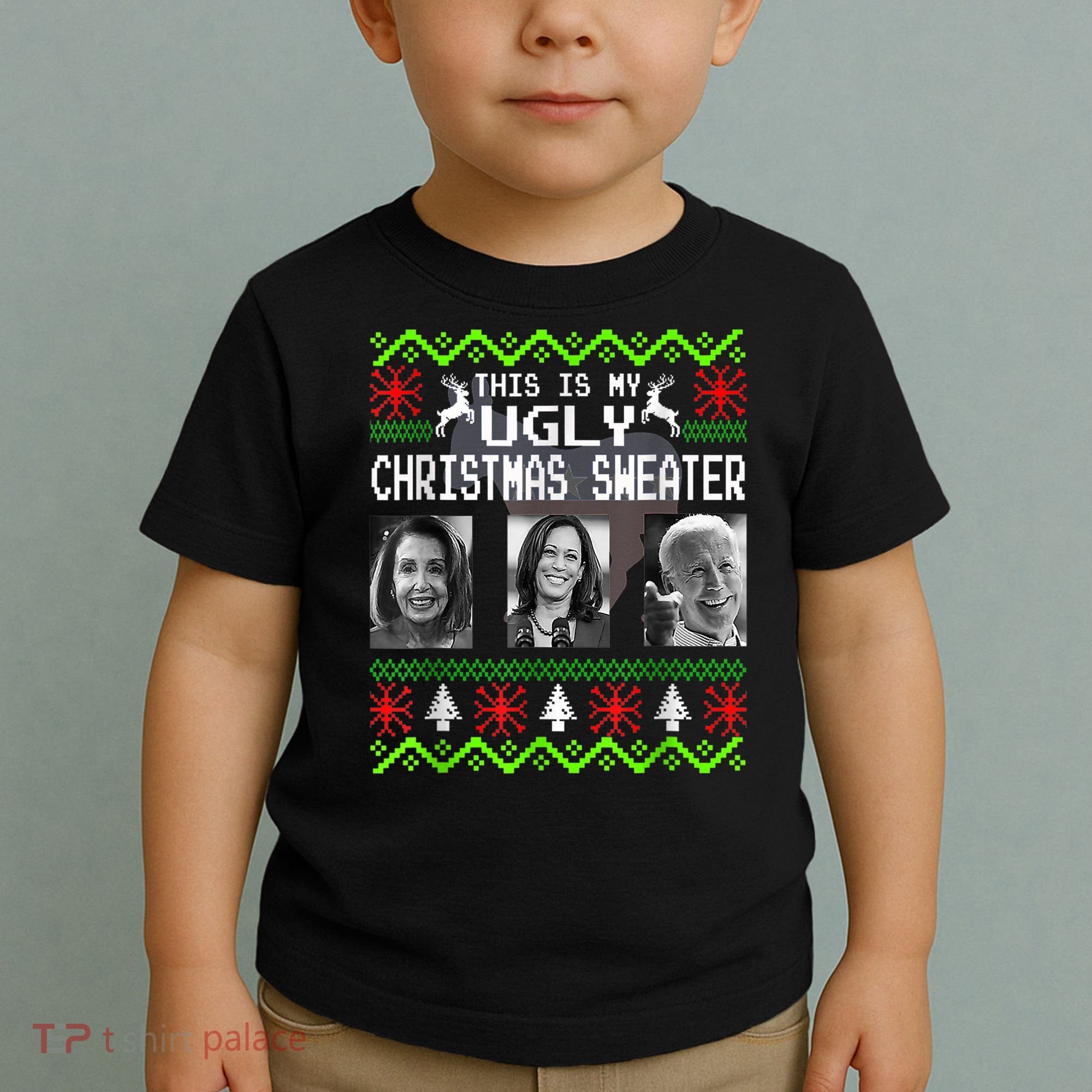 This Is My Ugly Christmas Anti Biden Sweater Christmas Gifts Toddler T-Shirt
