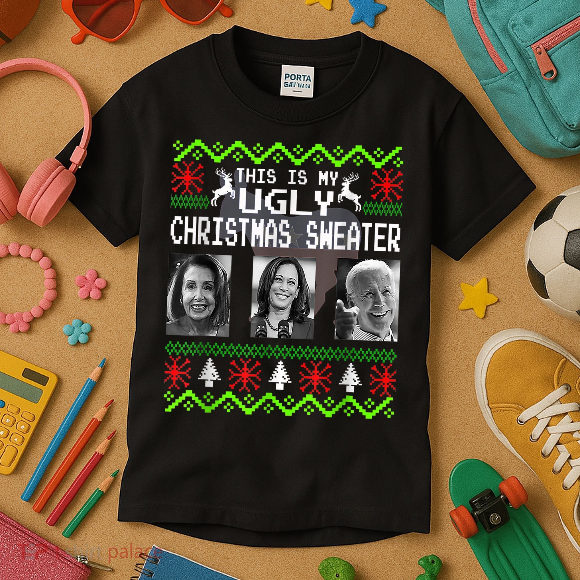 This Is My Ugly Christmas Anti Biden Sweater Christmas Gifts Kids T-Shirt