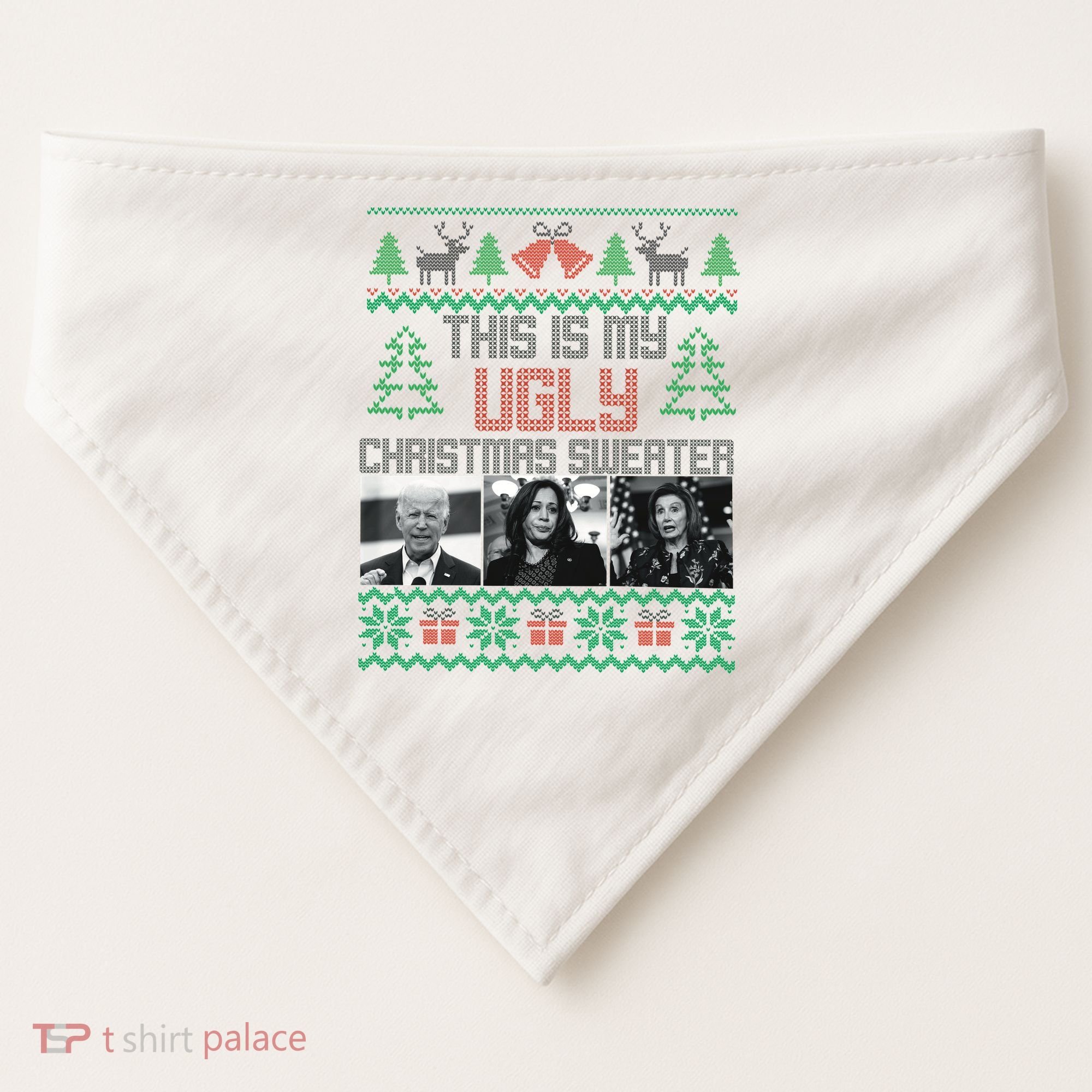 This Is My Ugly Christmas Sweater Funny Anti Biden FJB USA-Made Doggie Bandana