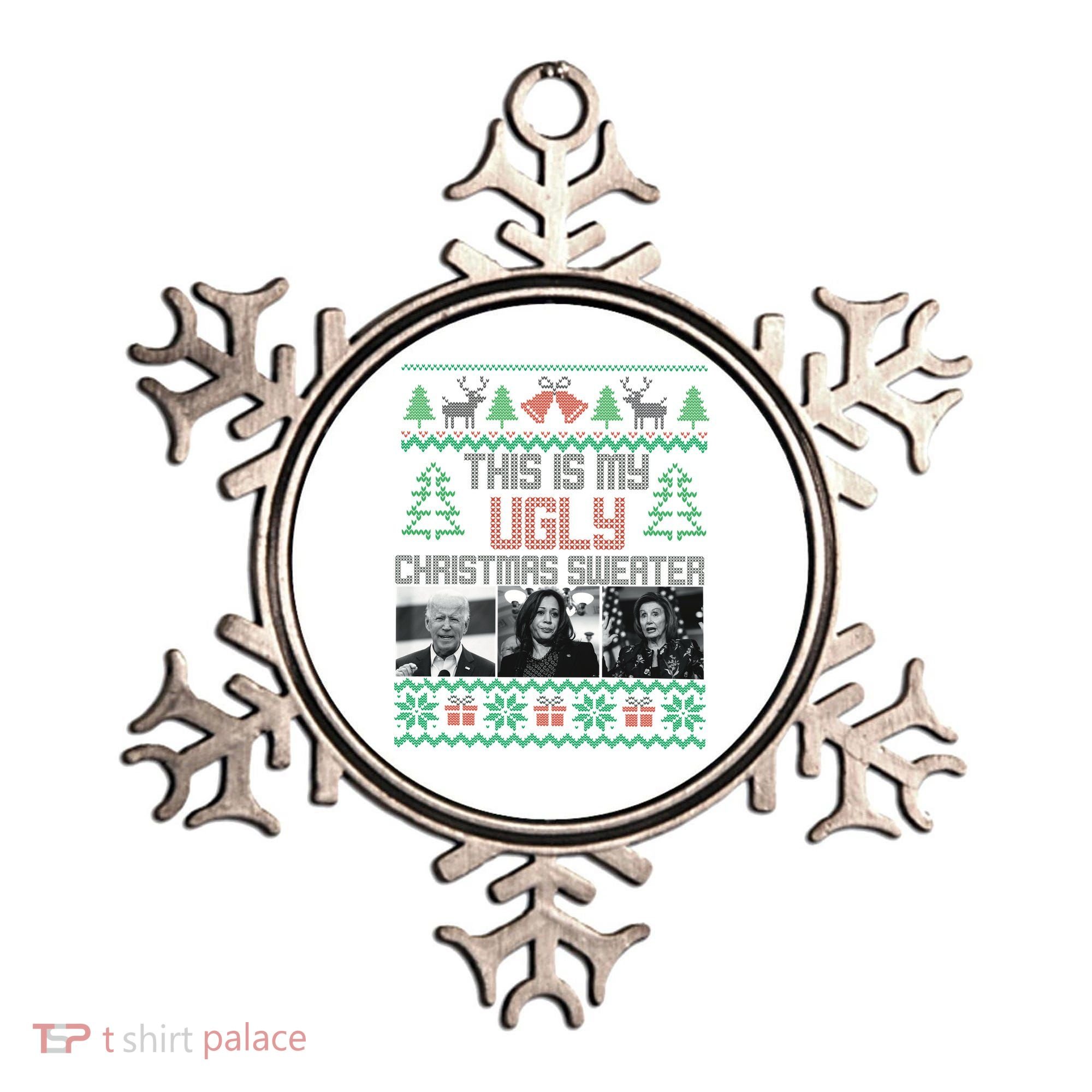 This Is My Ugly Christmas Sweater Funny Anti Biden FJB Ornament