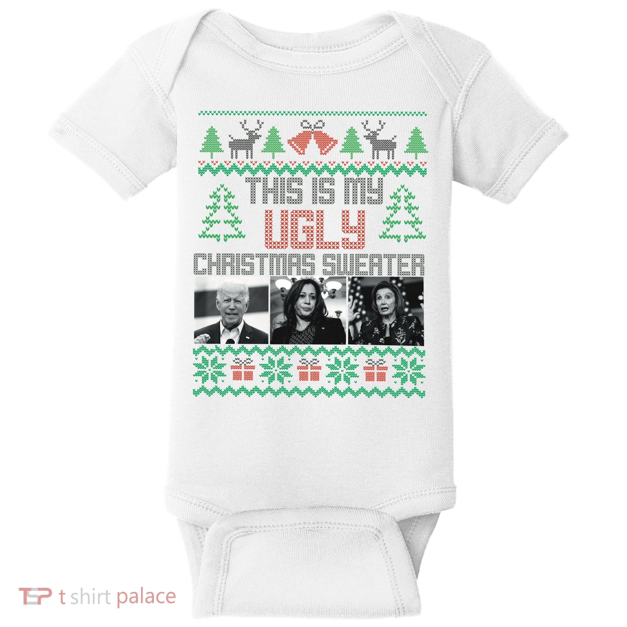 This Is My Ugly Christmas Sweater Funny Anti Biden FJB Baby Bodysuit