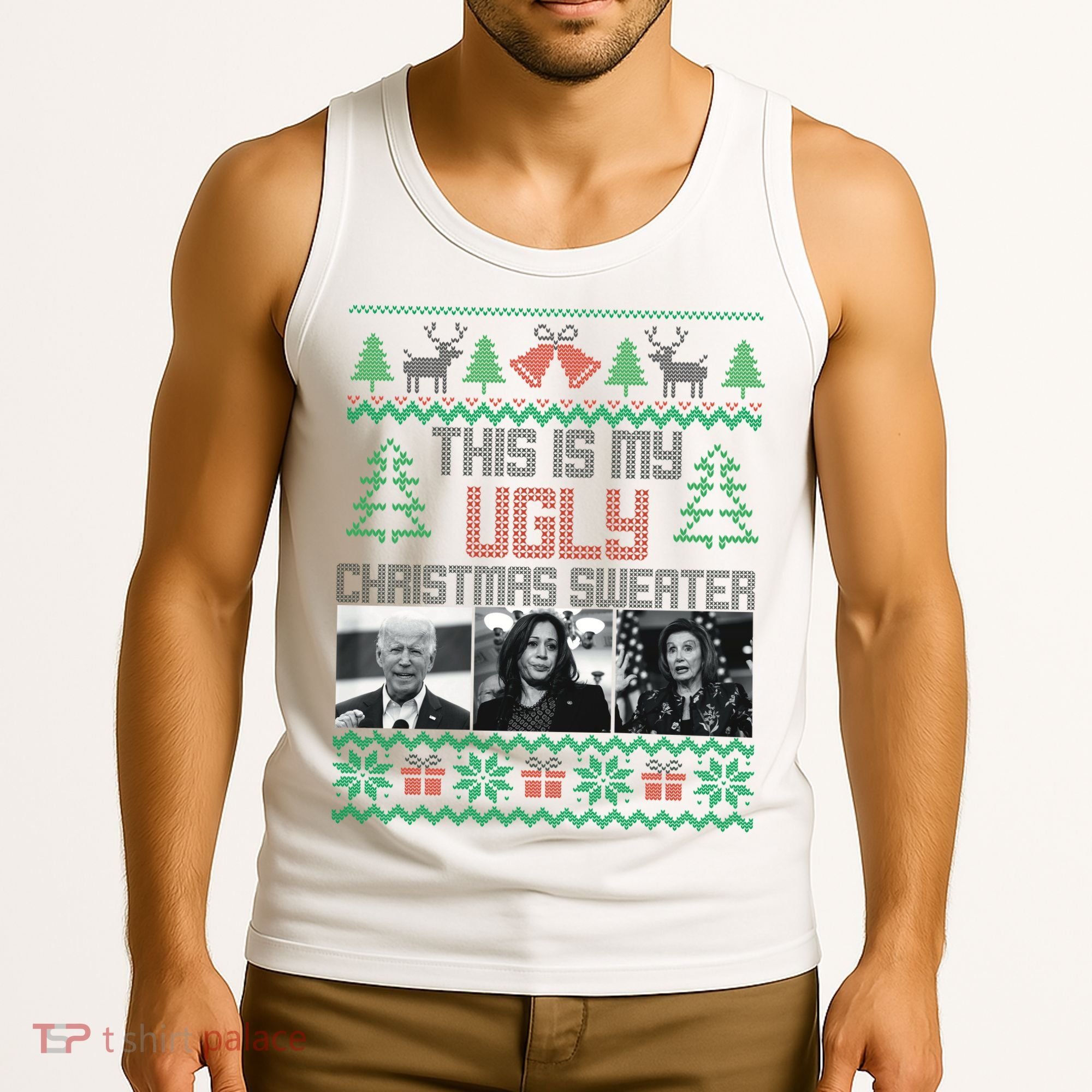 This Is My Ugly Christmas Sweater Funny Anti Biden FJB Tank Top