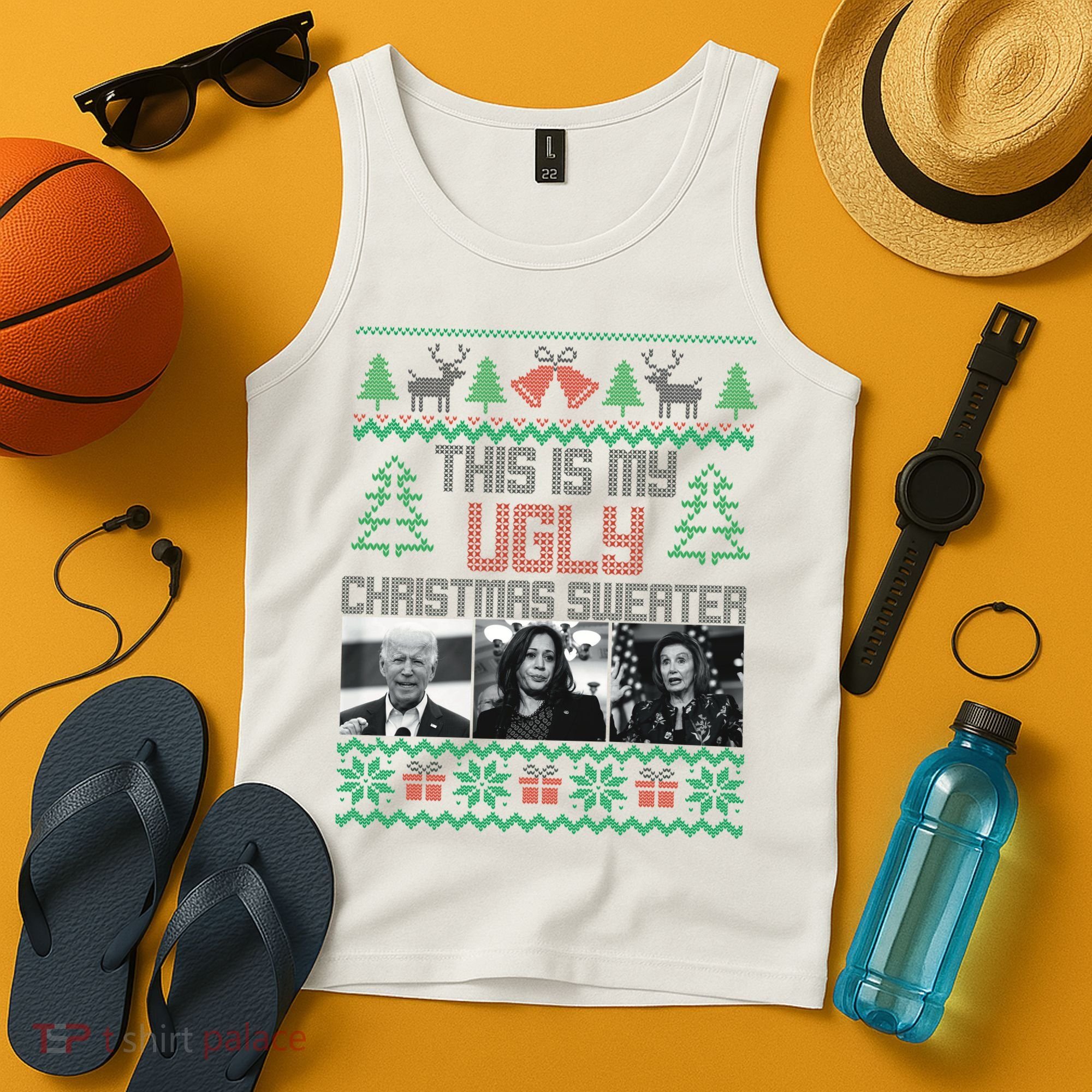 This Is My Ugly Christmas Sweater Funny Anti Biden FJB Tank Top