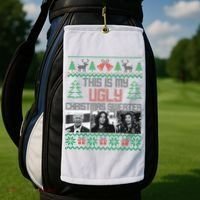 This Is My Ugly Christmas Sweater Funny Anti Biden FJB Golf Towel thumb 2
