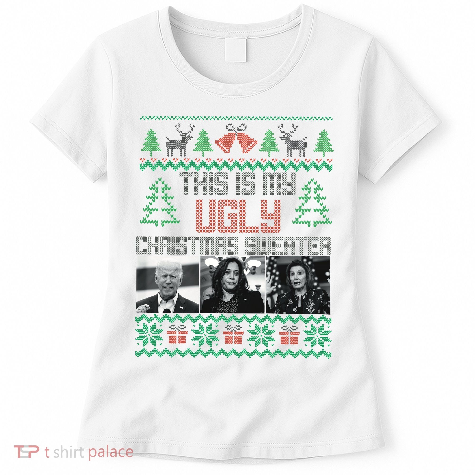 This Is My Ugly Christmas Sweater Funny Anti Biden FJB Women's T-Shirt