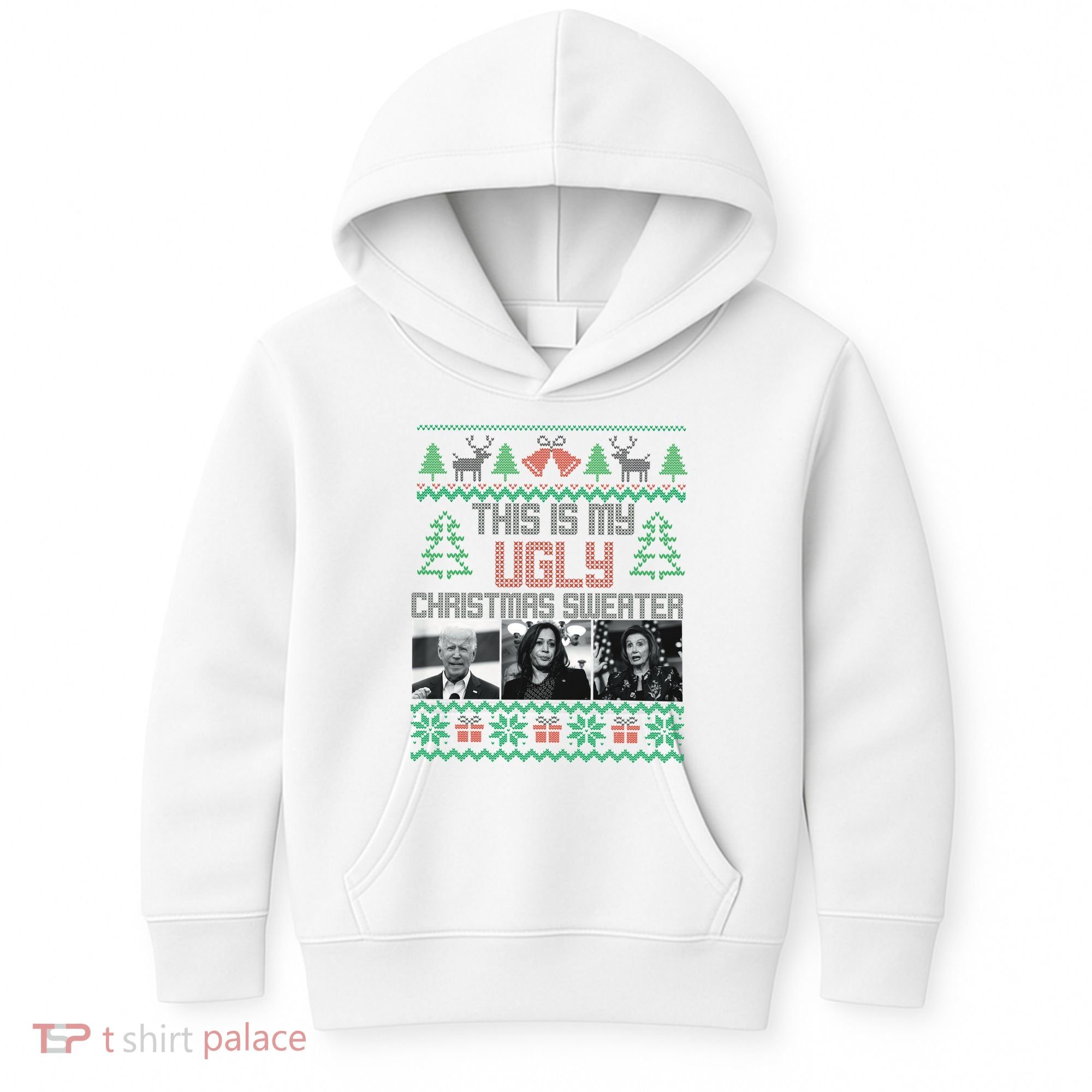 This Is My Ugly Christmas Sweater Funny Anti Biden FJB Kids Hoodie