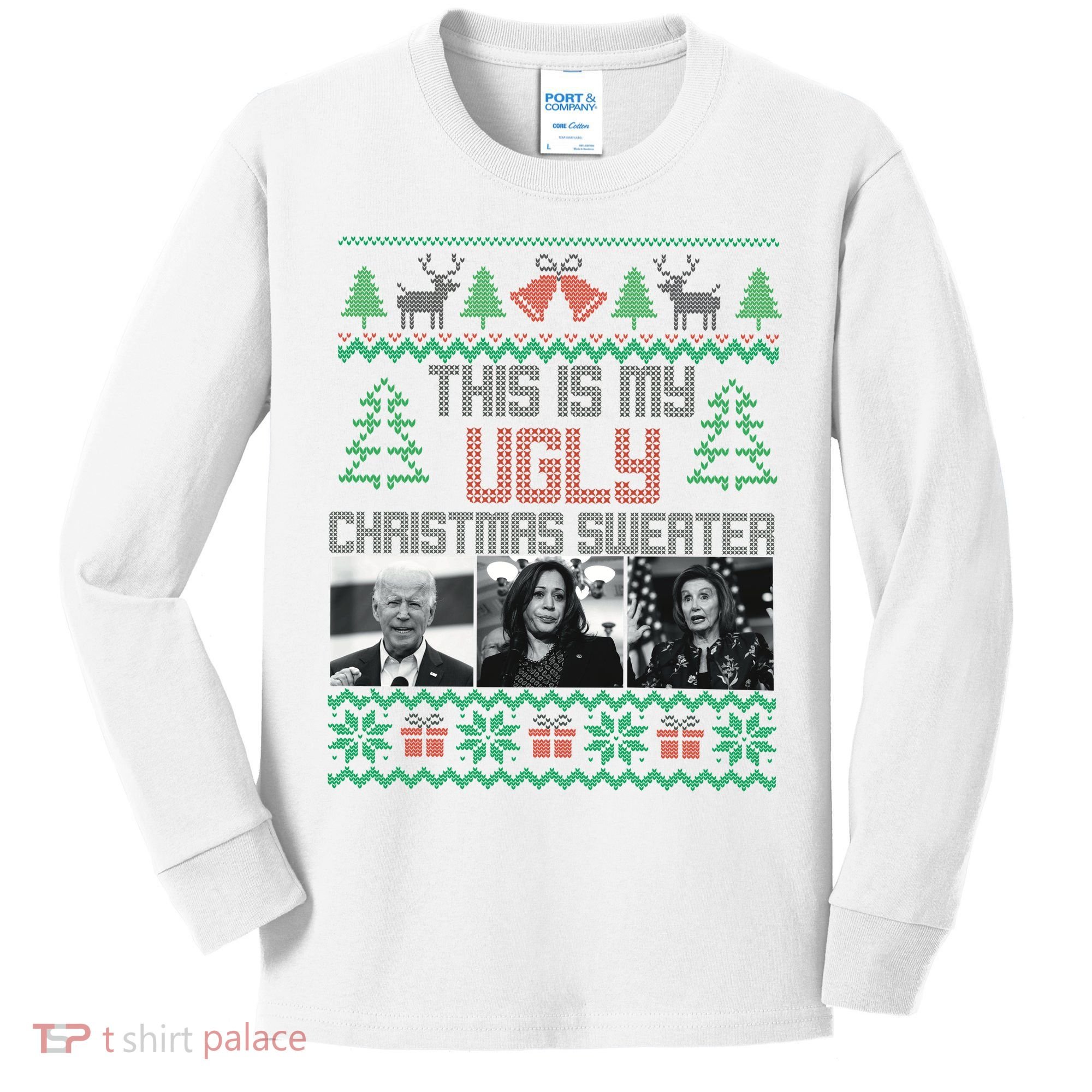 This Is My Ugly Christmas Sweater Funny Anti Biden FJB Kids Long Sleeve Shirt
