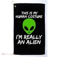 This Is My Human Costume I'm Really An Alien Golf Towel thumb 0