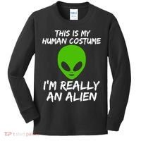 This Is My Human Costume I'm Really An Alien Kids Long Sleeve Shirt thumb 0