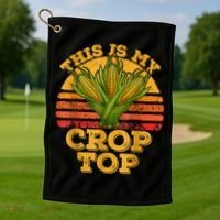 This Is My Crop Top Funny Farmer Farming Corn Lover Retro Golf Towel thumb 1