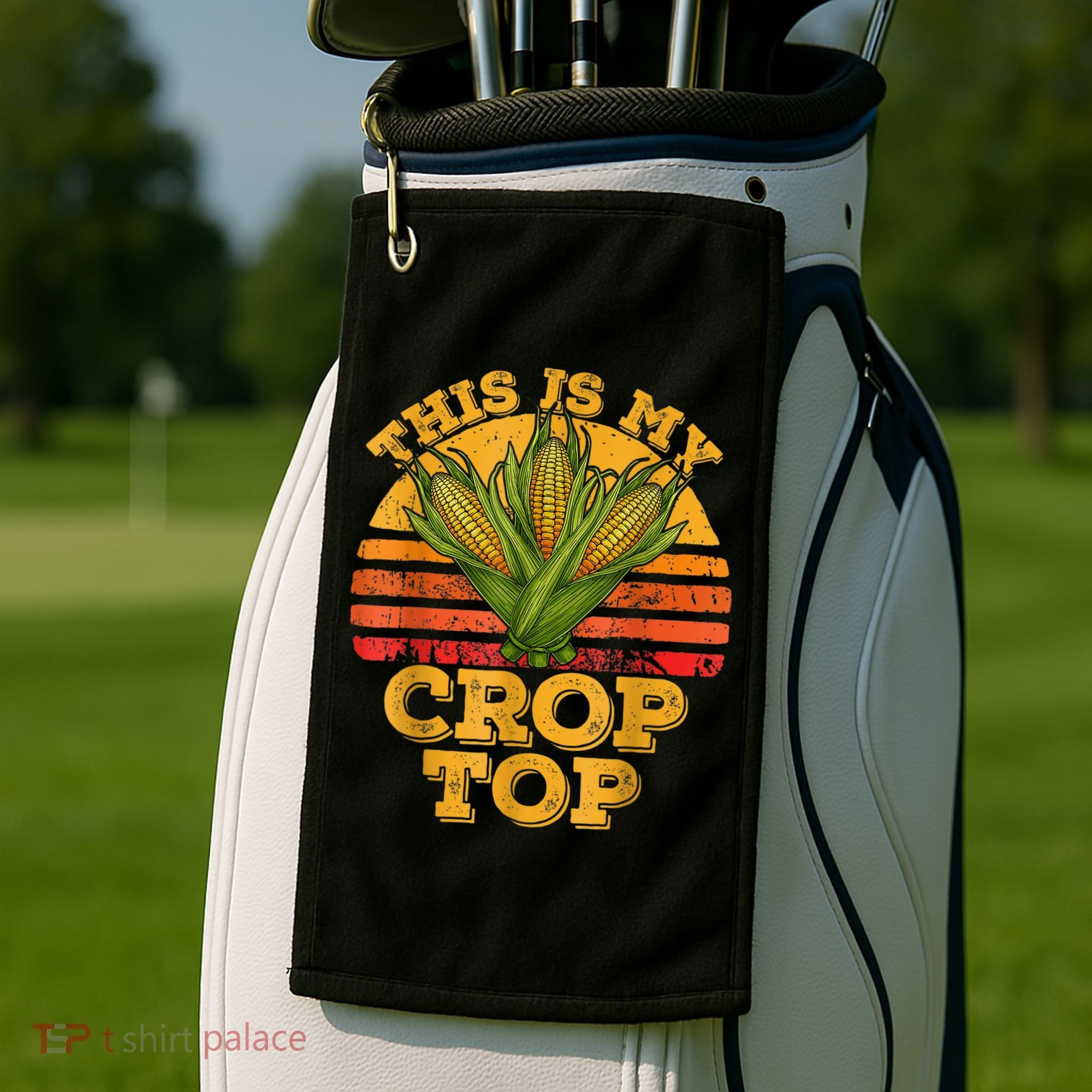 This Is My Crop Top Funny Farmer Farming Corn Lover Retro Golf Towel