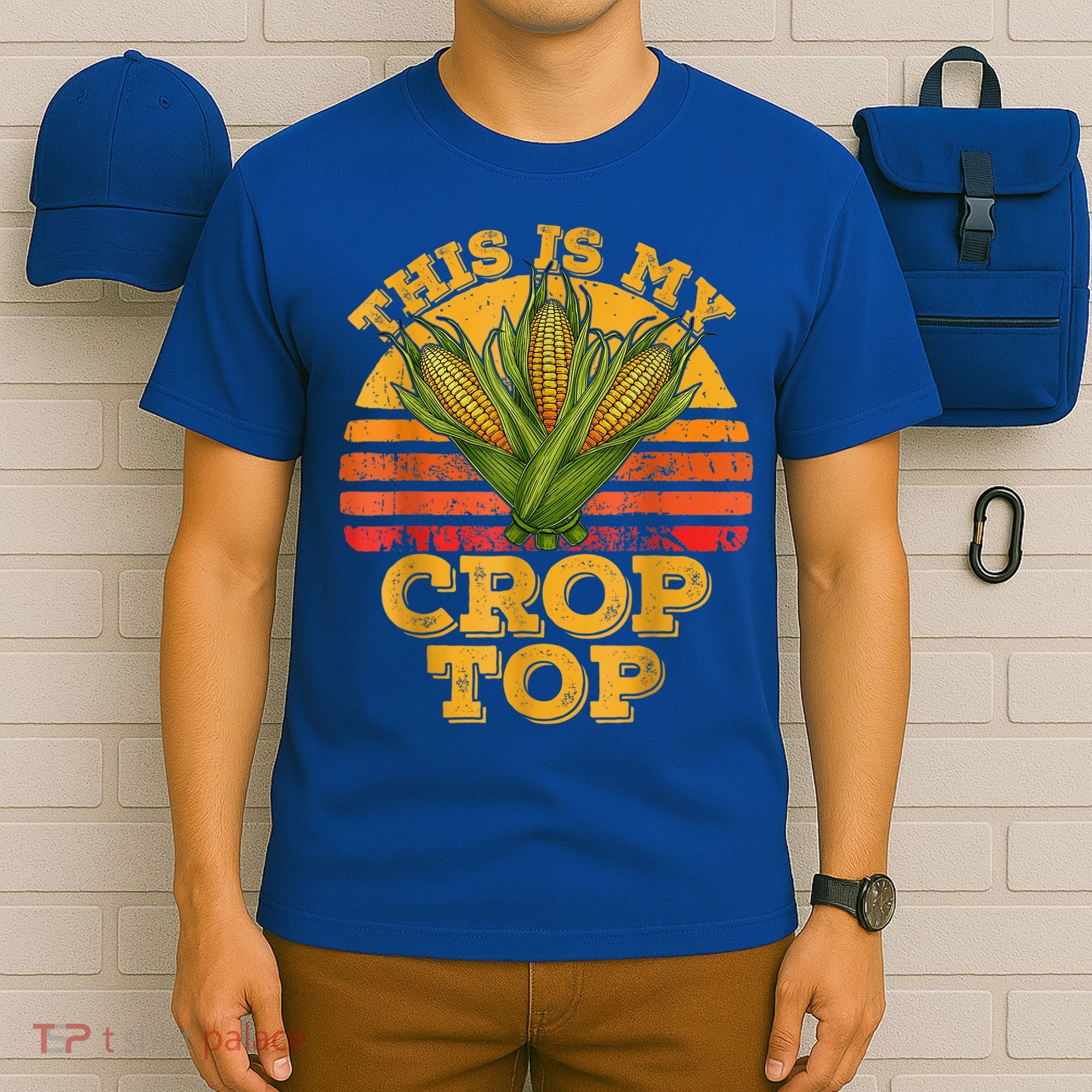 This Is My Crop Top Funny Farmer Farming Corn Lover Retro T-Shirt