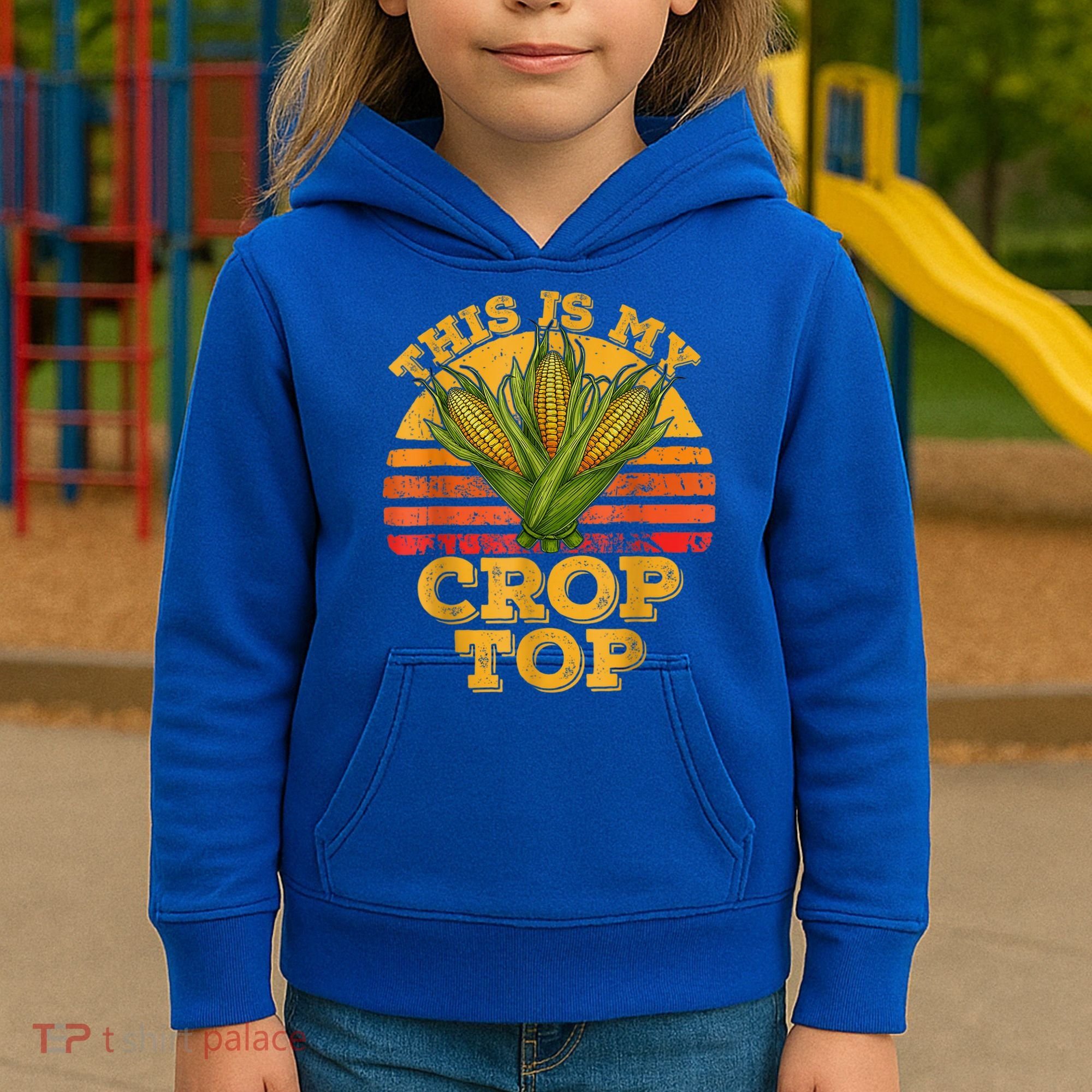 This Is My Crop Top Funny Farmer Farming Corn Lover Retro Kids Hoodie