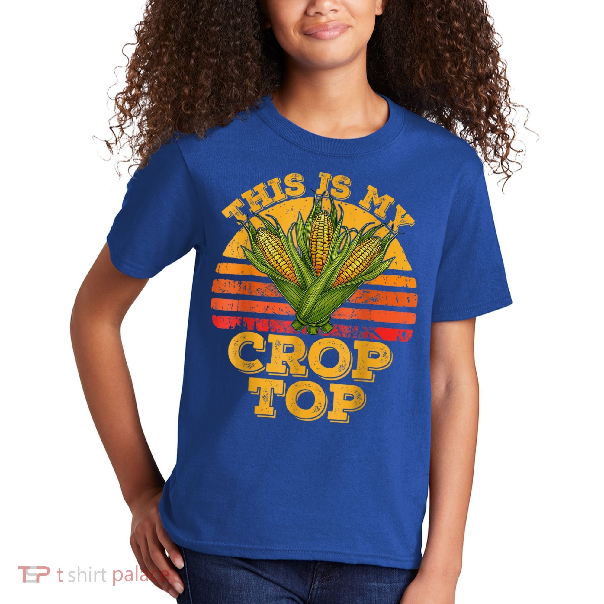 This Is My Crop Top Funny Farmer Farming Corn Lover Retro Kids T-Shirt