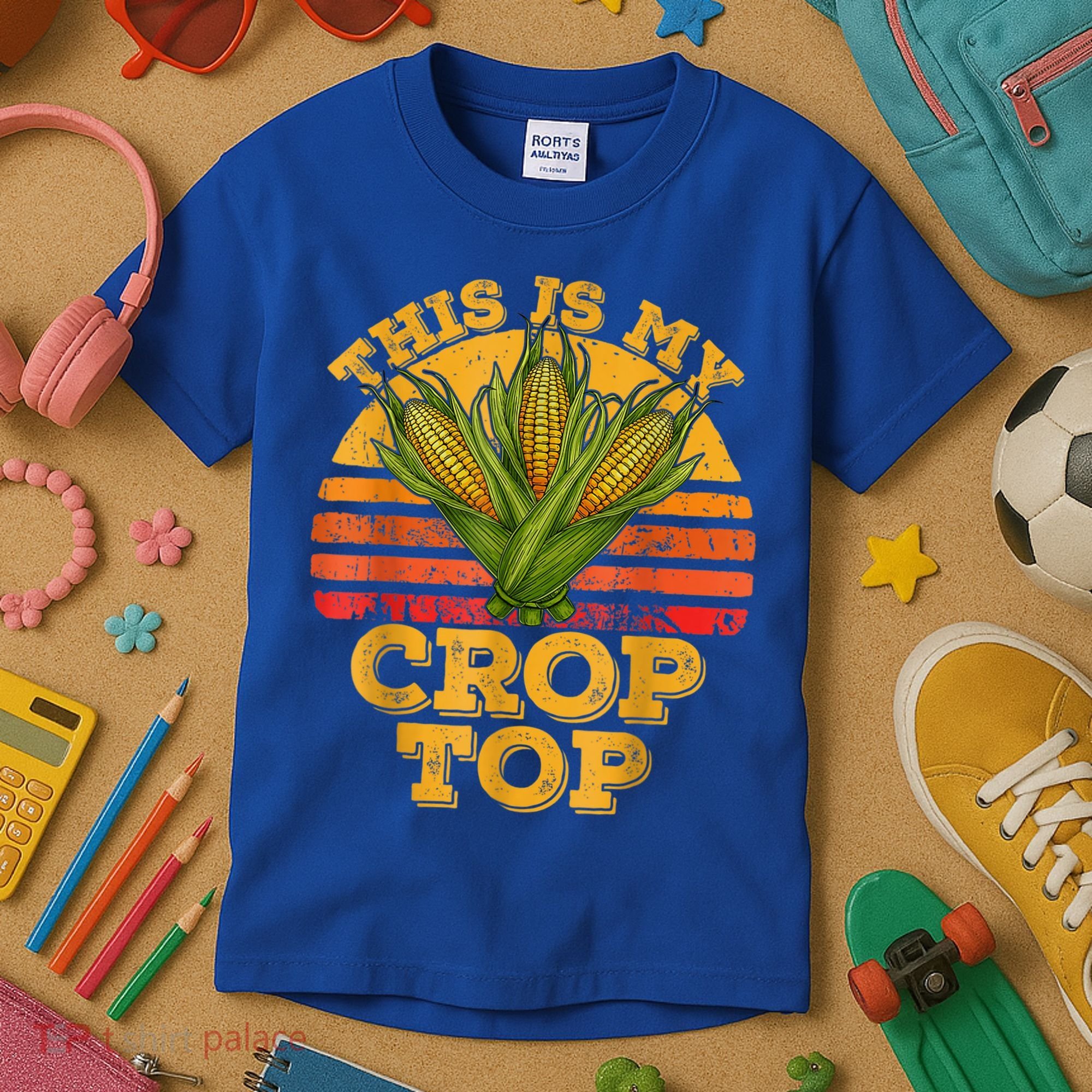 This Is My Crop Top Funny Farmer Farming Corn Lover Retro Kids T-Shirt