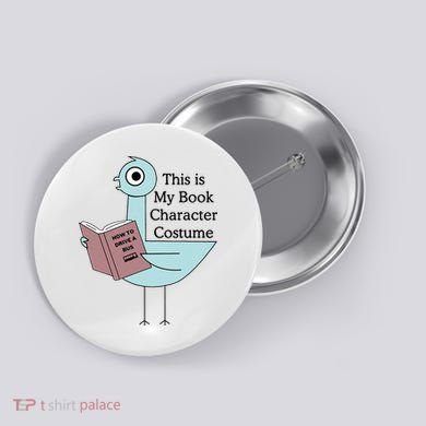 This Is My Book Character Costume Pigeon Reading Button