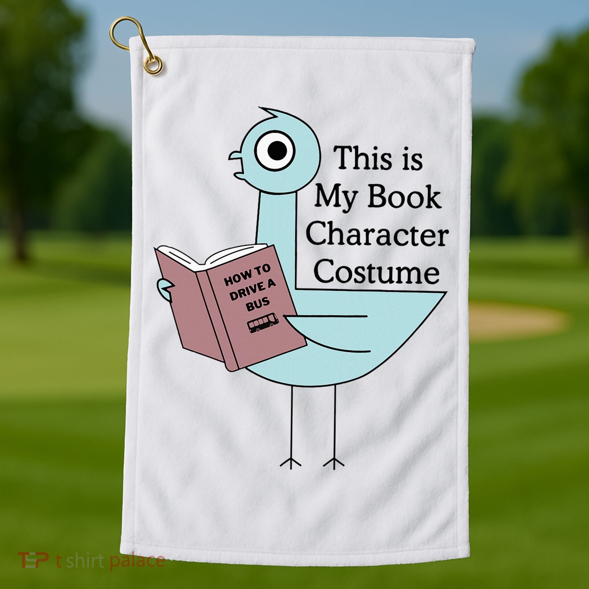 This Is My Book Character Costume Pigeon Reading Golf Towel