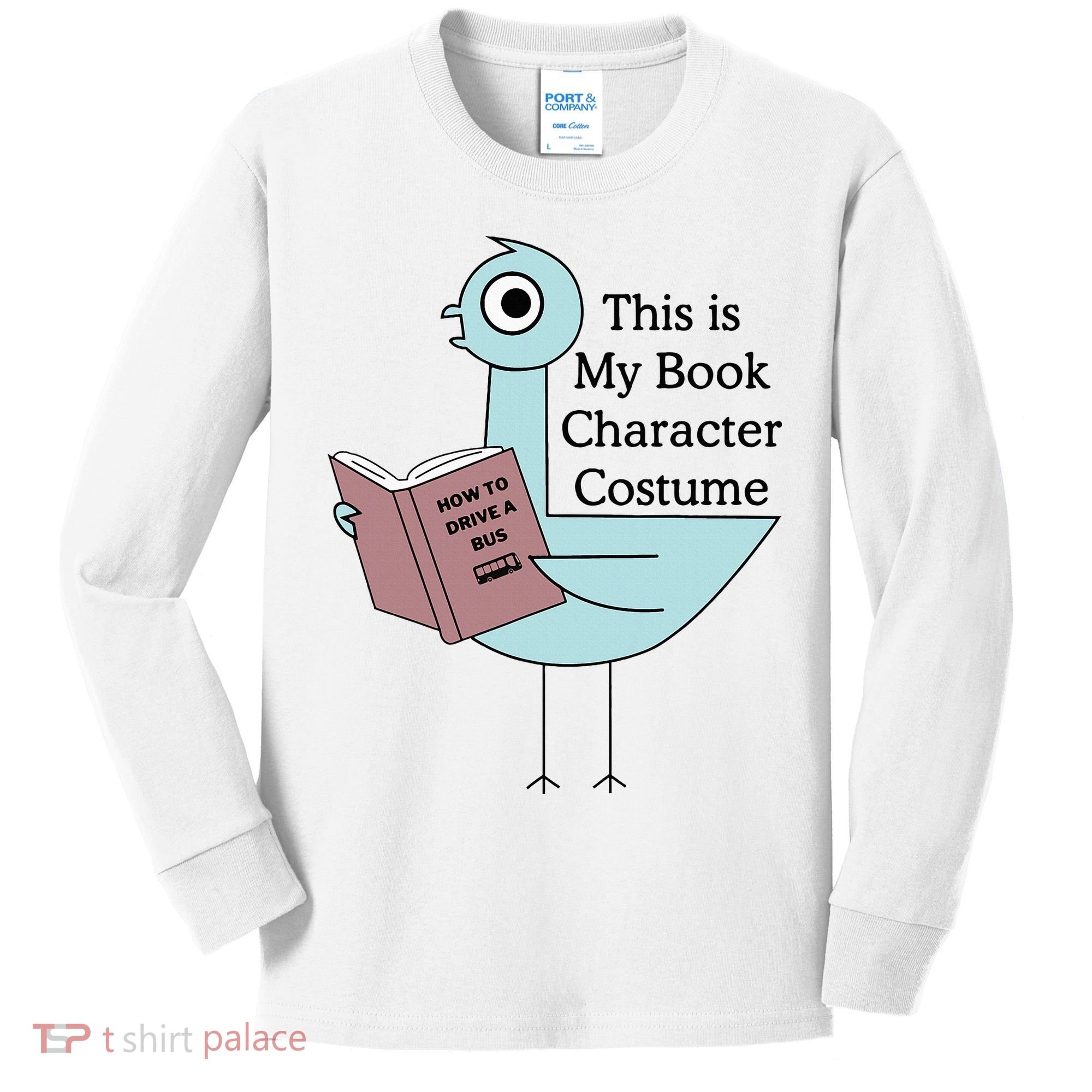 This Is My Book Character Costume Pigeon Reading Kids Long Sleeve Shirt