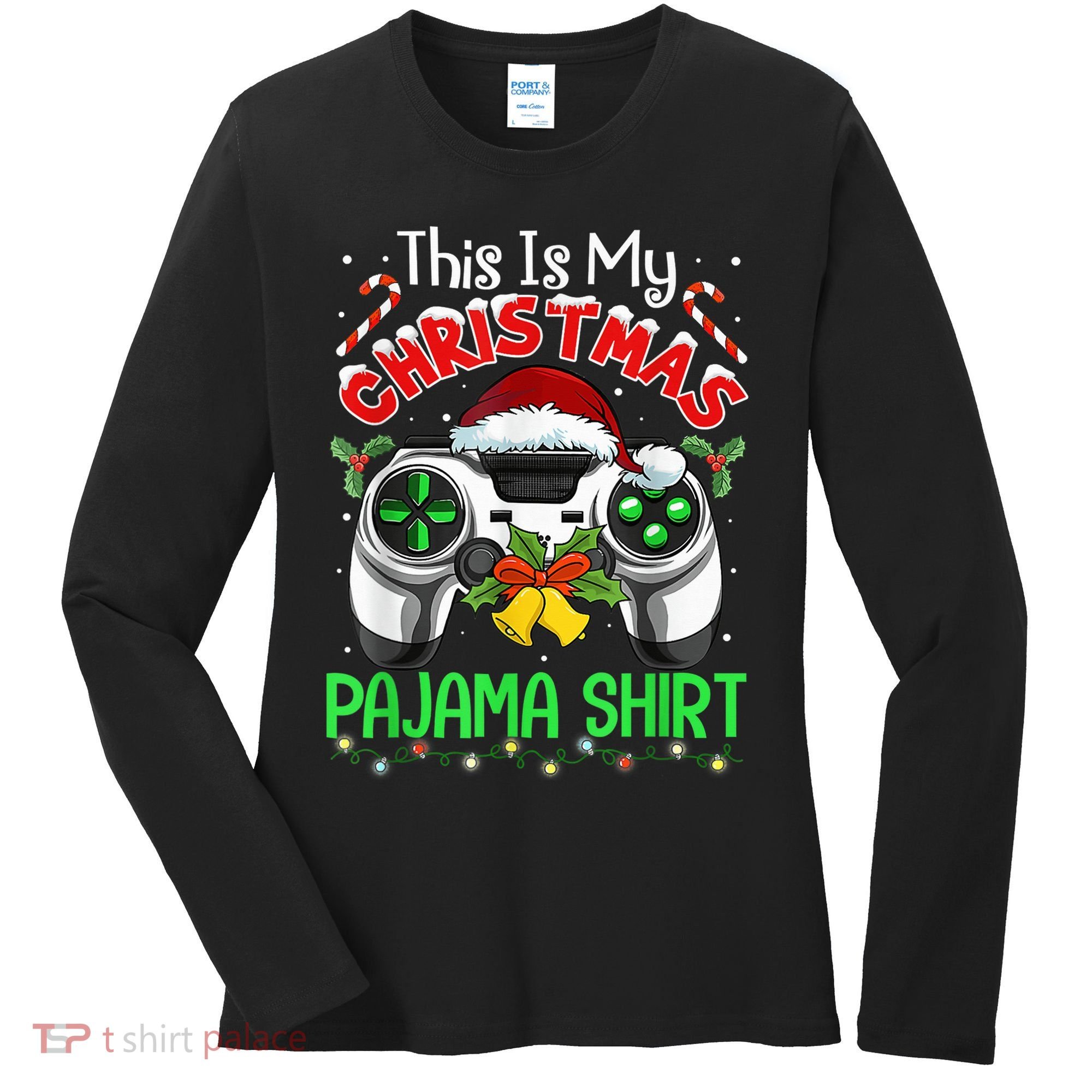 This Is My Christmas Pajama Gamer Video Game Boy Kid Women's Long Sleeve Shirt