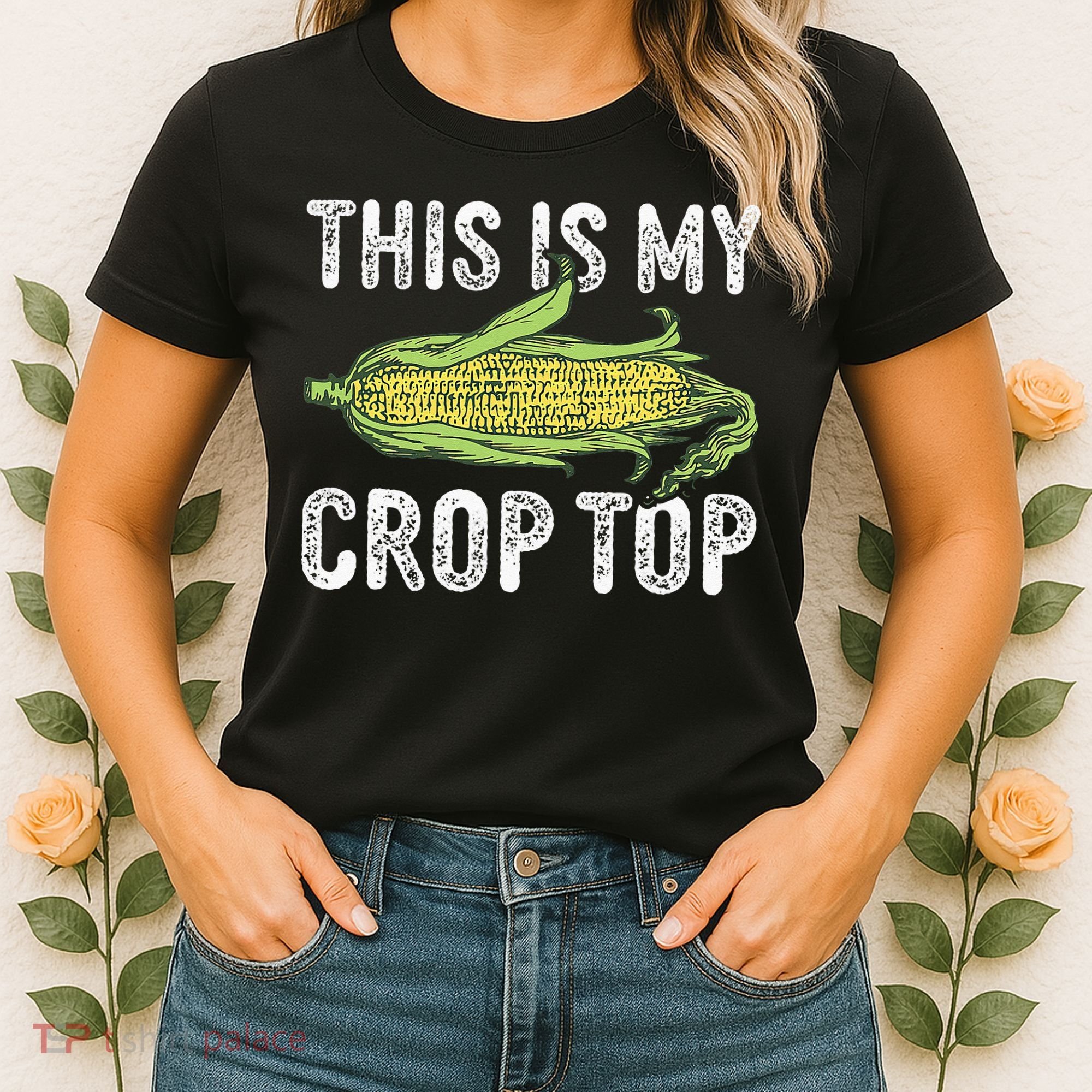 This Is My Crop Top Funny Farmer Farming Corn Lover Women's T-Shirt