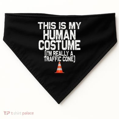 This Is My Human Costume Im Really A Traffic Cone Halloween USA-Made Doggie Bandana