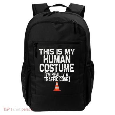 This Is My Human Costume Im Really A Traffic Cone Halloween Backpack