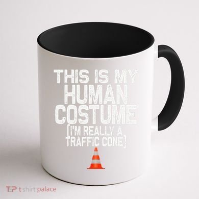 This Is My Human Costume Im Really A Traffic Cone Halloween Coffee Mug back