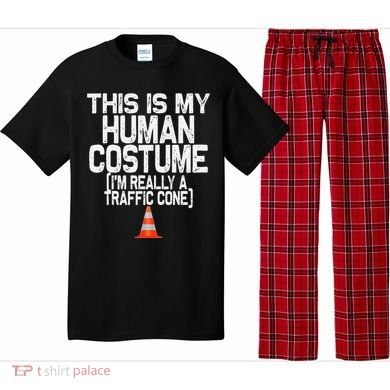 This Is My Human Costume Im Really A Traffic Cone Halloween Pajama Set