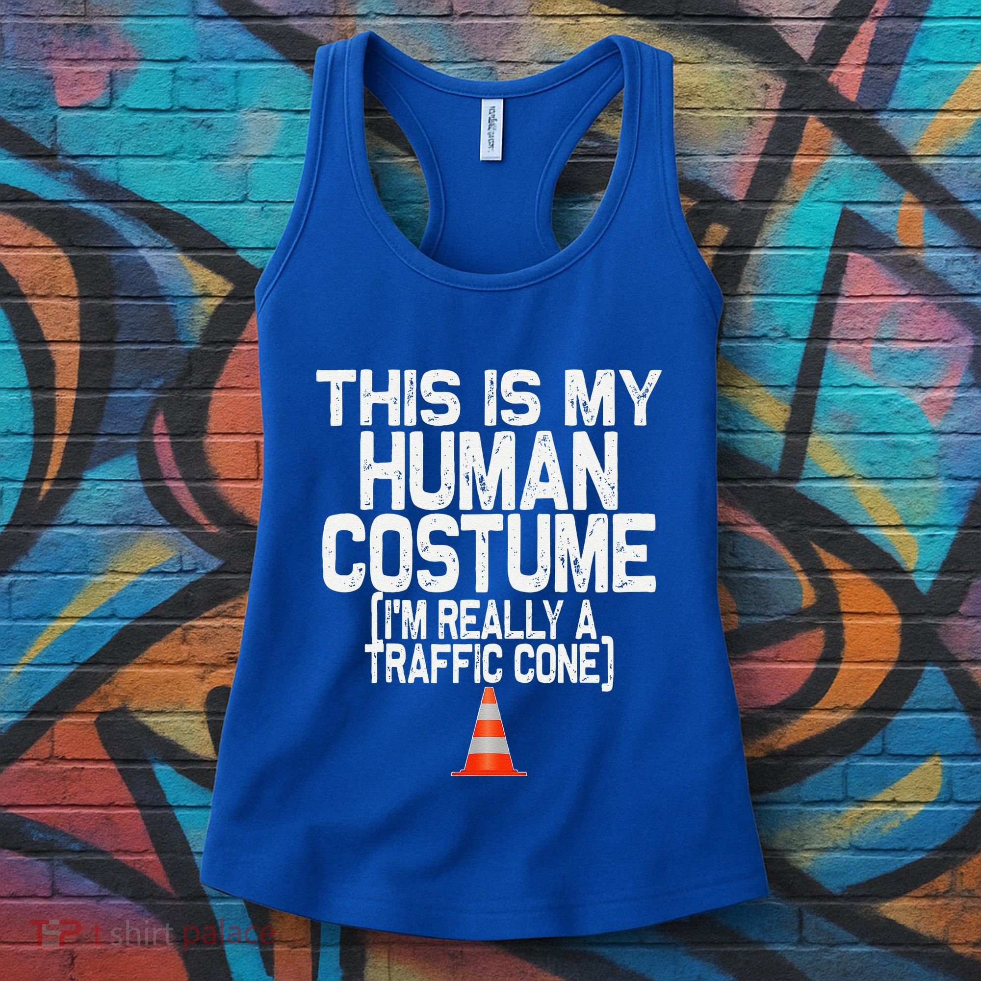 This Is My Human Costume Im Really A Traffic Cone Halloween Women's Tank Top