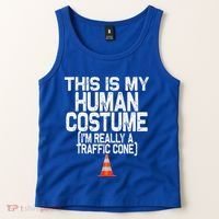 This Is My Human Costume Im Really A Traffic Cone Halloween Tank Top thumb 2