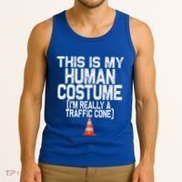 This Is My Human Costume Im Really A Traffic Cone Halloween Tank Top thumb 3