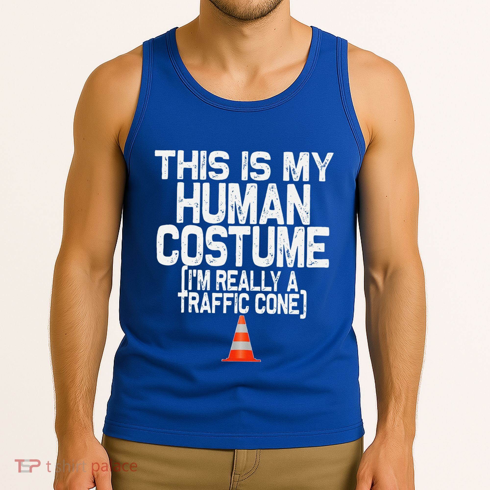 This Is My Human Costume Im Really A Traffic Cone Halloween Tank Top