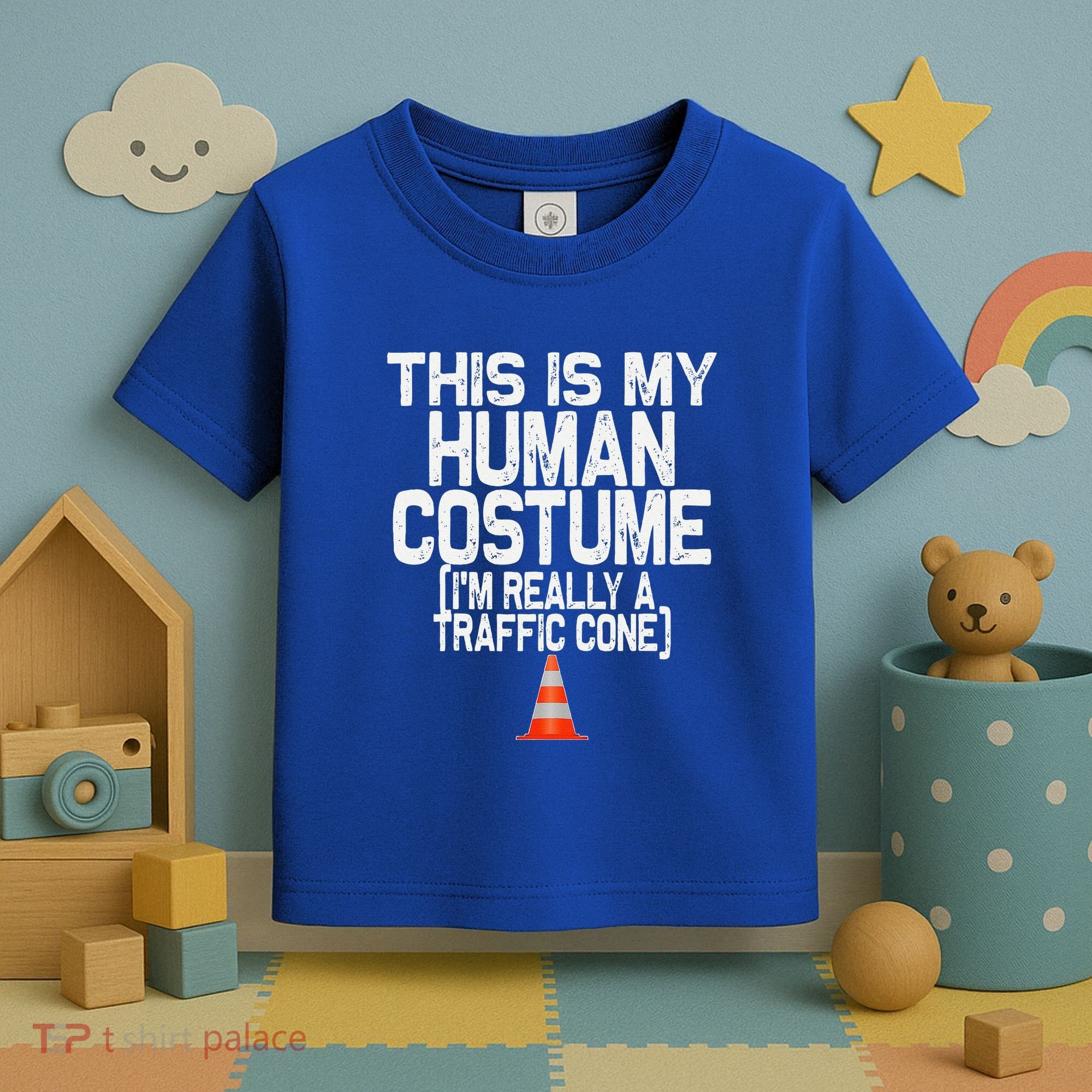 This Is My Human Costume Im Really A Traffic Cone Halloween Toddler T-Shirt